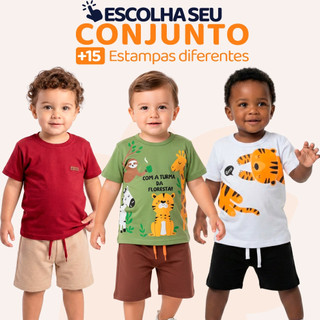 Conjunto Bebê Masculino Menino Infantil Verão Manga Curta Tamanho 1 ao 8 - Roupa para Beb…