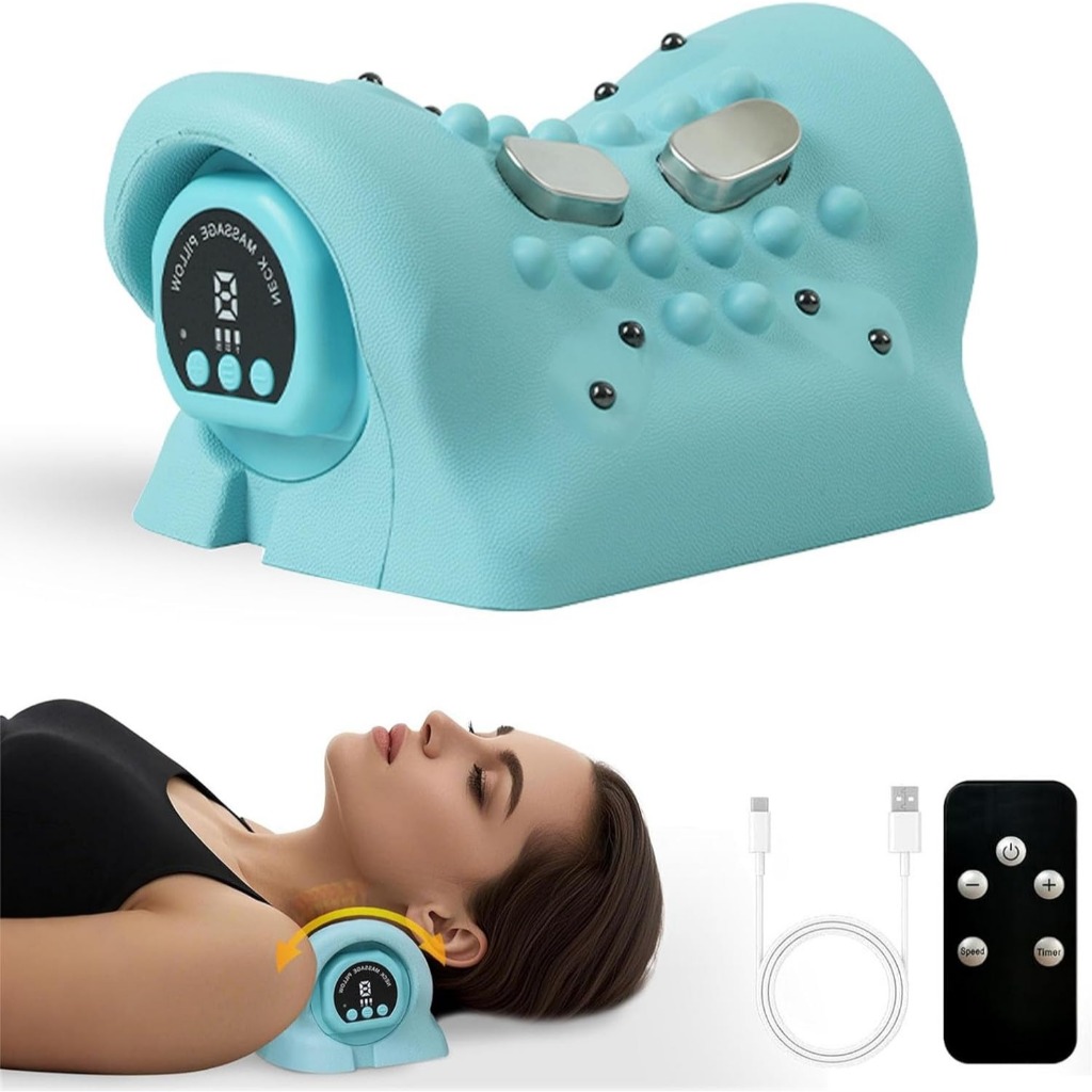 Massageador Cervical Elétrico com Aquecimento EMS 6 Níveis Alívio de Dor no Pescoço e Ombros