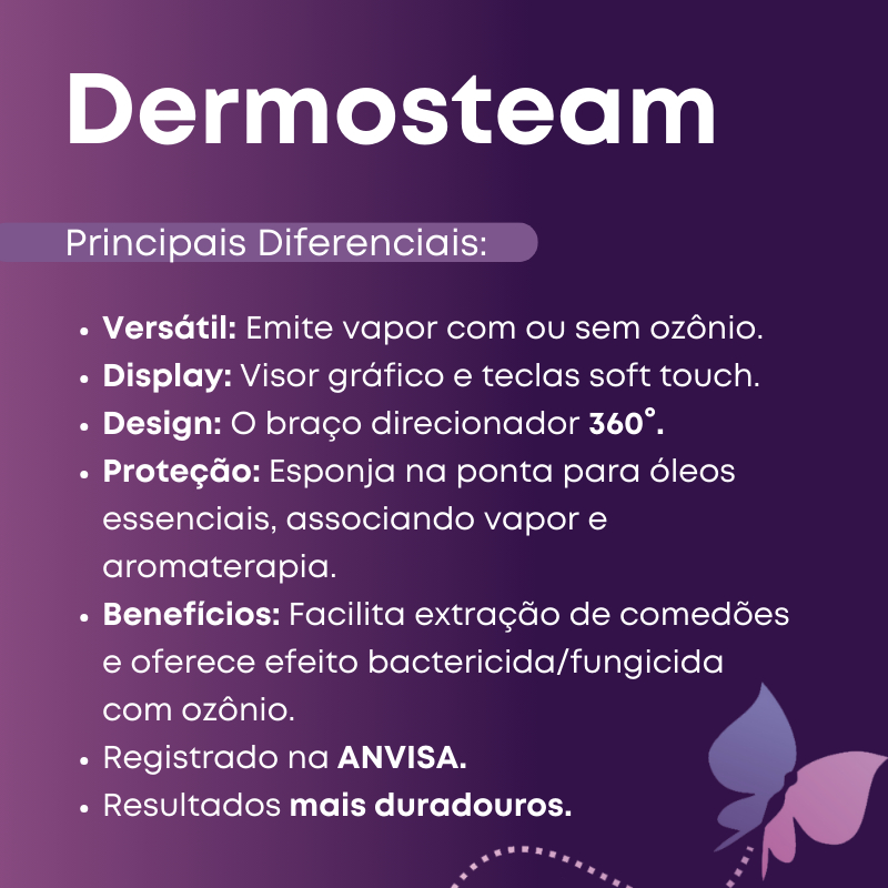 Dermosteam Ibramed Vapor de Ozônio + Alta Frequência HF com 6 Eletrodos Estética Facial Limpeza de Pele