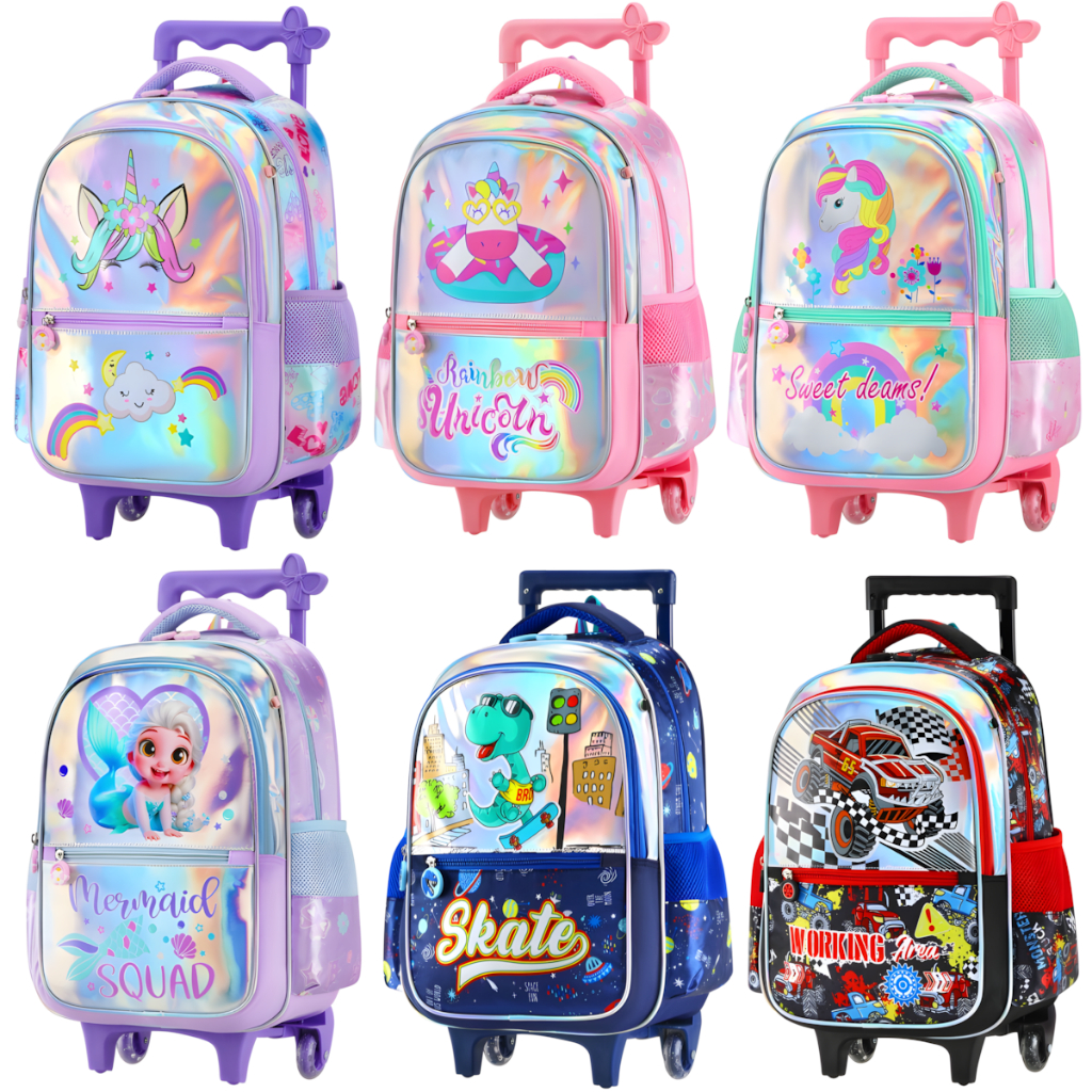 Mochila Infantil Com Rodinha 4D Masculina Feminina Escolar Juvenil Reforçada Qualidade Premium em Oferta na Shopee