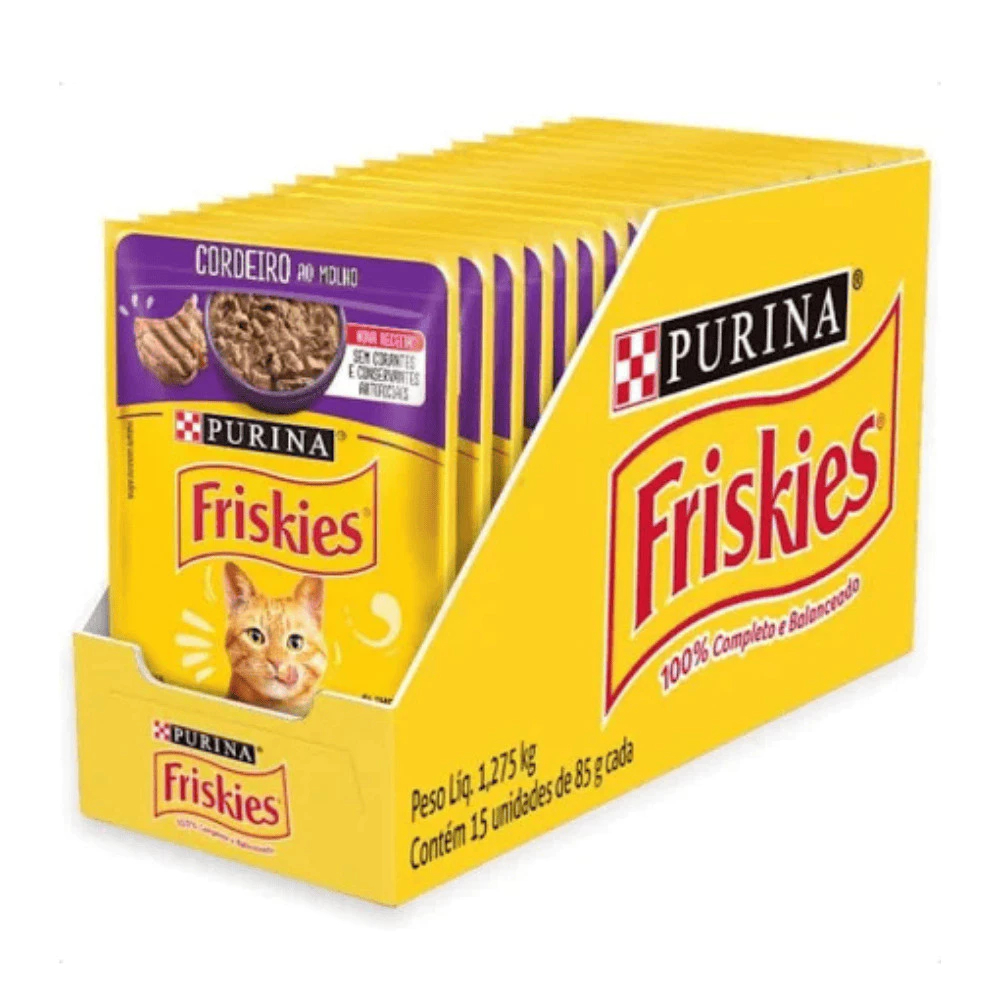 Sachê Friskies® Cordeiro ao Molho 85g | Purina - Caixa Fechada com 15 Unidades de Ração Úmida em Oferta na Shopee