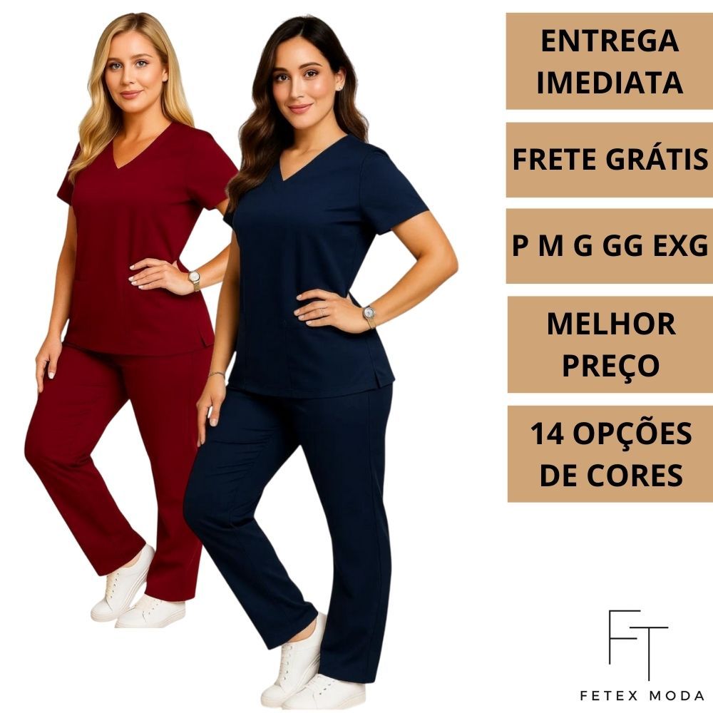 CONJUNTO SCRUB Oxford Profissional Pijama Hospitalar Cirurgico Feminino