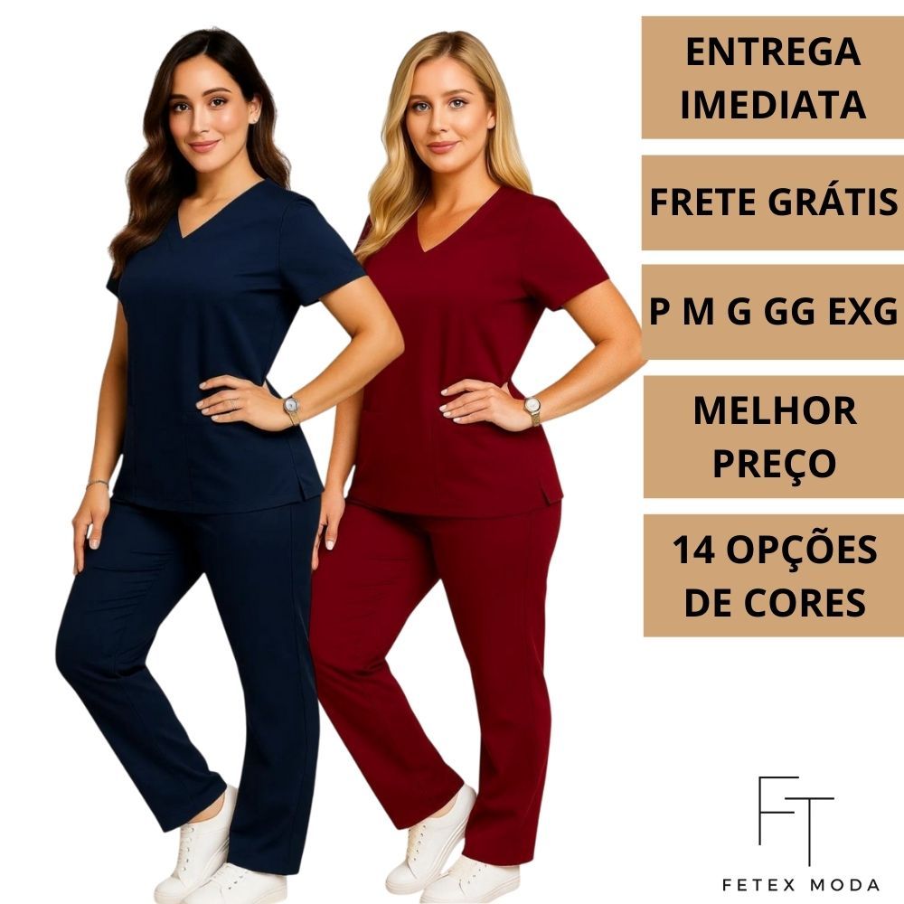 CONJUNTO SCRUB Oxford Pijama Hospitalar Cirurgico Feminino Profissional P M G GG EXG