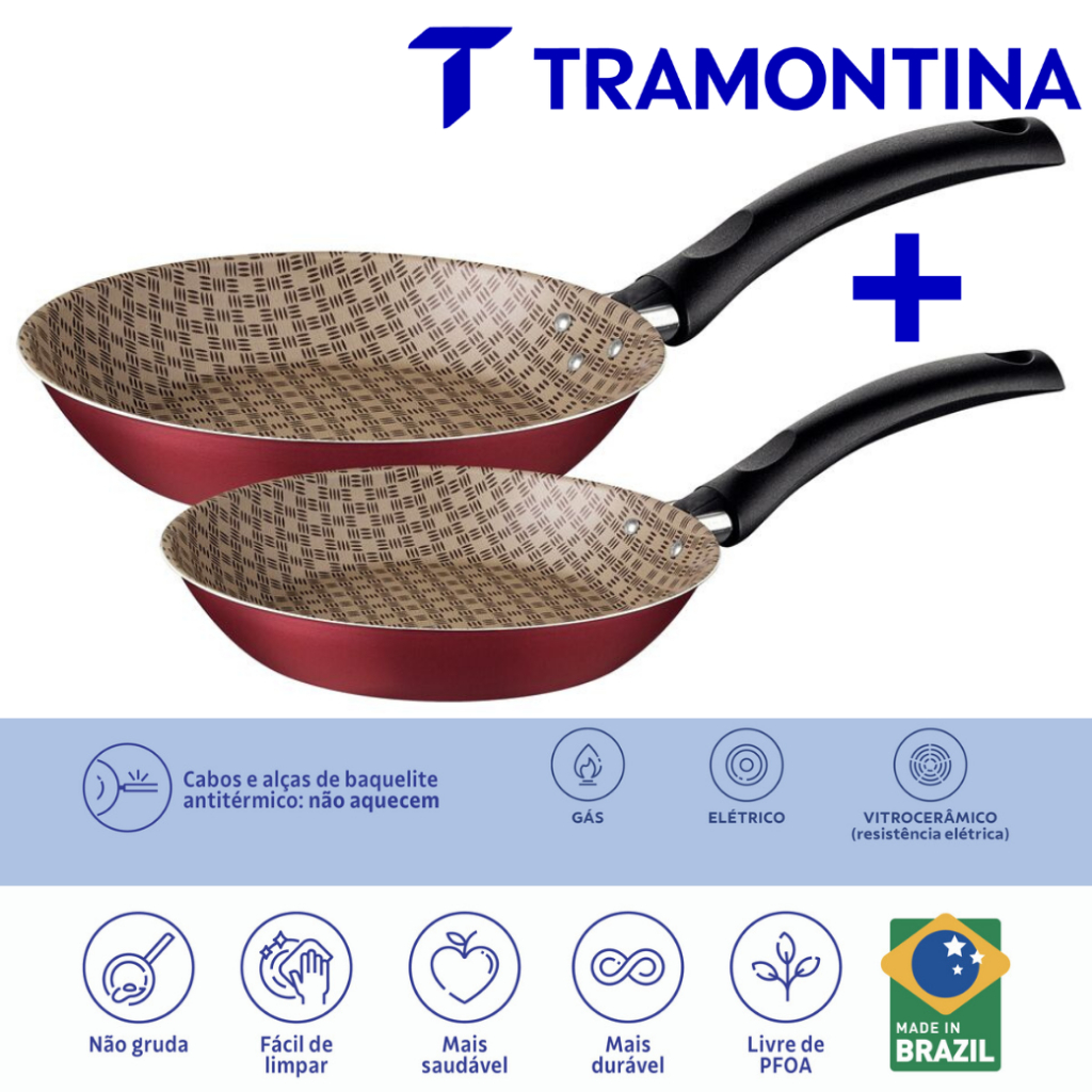 kit Par de Frigideiras Tramontina Turim 17cm e 21cm Antiaderente Starflon Max Original