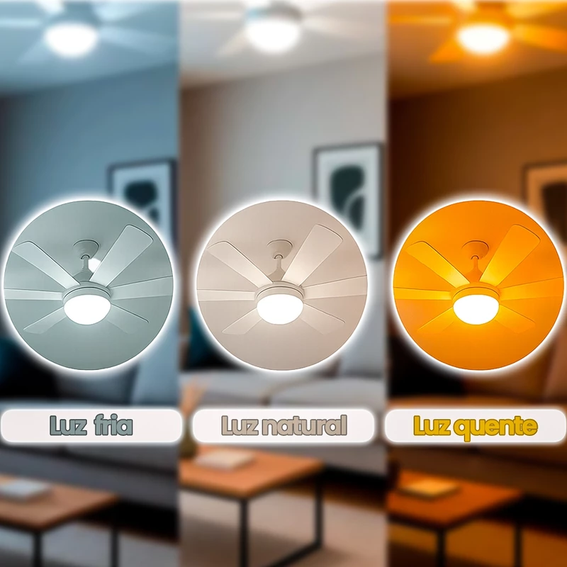 Ventilador de Teto com Luminária Led 6 Pás e Abajur E27 Bivolt — foto 2