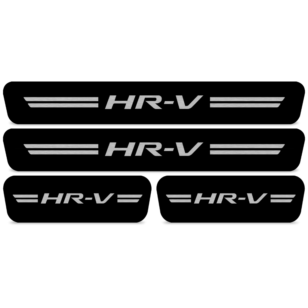 Conjunto Adesivo Compatível Hrv 2014 A 2021 Soleira Porta Carro Proteção Preto Fosco + Chaveiro