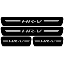 Conjunto Adesivo Compatível Hrv 2014 A 2021 Soleira Porta Carro Proteção Preto Fosco + Chaveiro