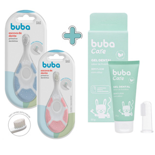 KIT ESCOVA DE DENTE PRIMEIROS DENTINHOS BUBA E GEL DENTAL SEM FLUOR BUBA CARE ESCOVA MASSAGEADORA em Oferta na Shopee