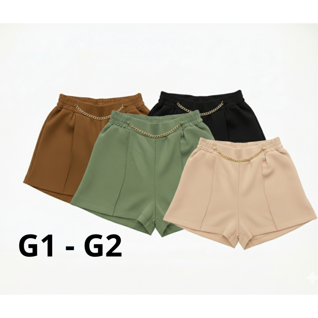 Short Feminino Correntinha  Duna com bolso e Forro.  G1, G2. Plus Size.