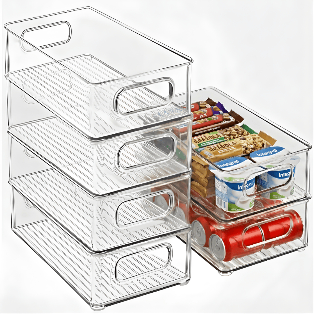 Kit 6 Organizadores de Geladeira Armário Despensa Cozinha Empilháveis Organizador de Alime...