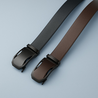 Cinto de Couro Masculino com Fivela Automática de Catraca Metálica em Oferta na Shopee