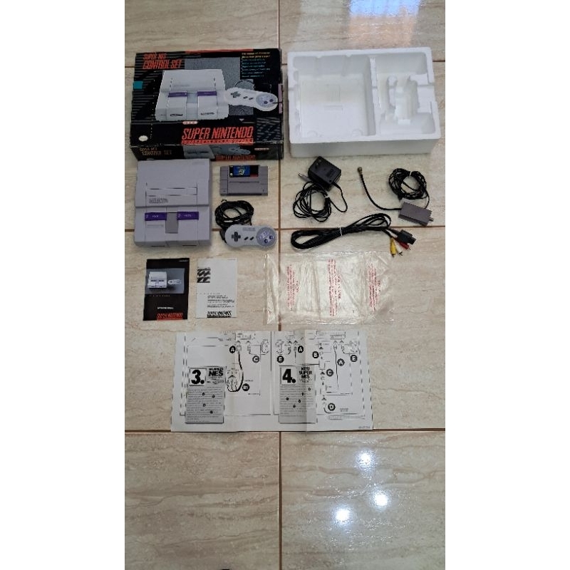Super Nintendo Snes C/ Cx, Manual, Mario, 1 Controle, Cabos, Original e usado