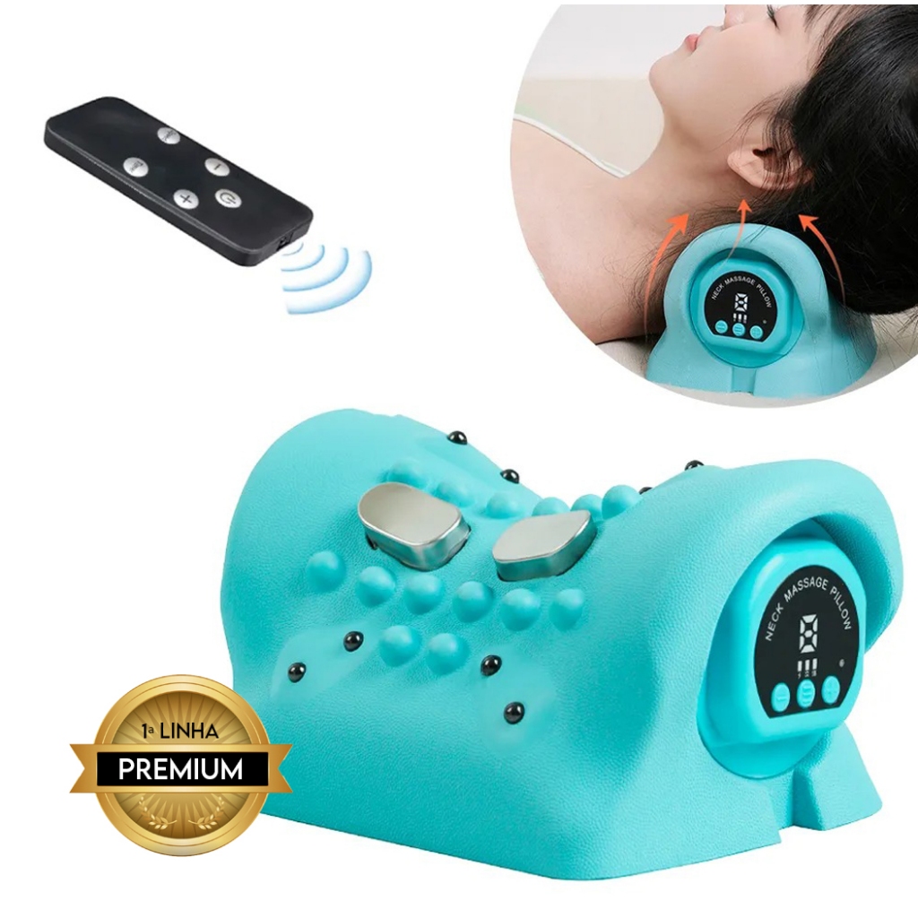 Travesseiro Cervical Massageador Elétrico de Pescoço EMS Alivio de Dor Almofada Quiroprática