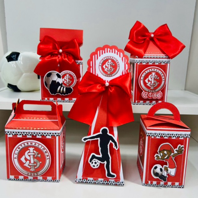 Kit Festa- Time de Futebol -Internacional - Caixinhas Personalizadas- PEGUE E MONTE- Festa de aniversário-lembrancinhas