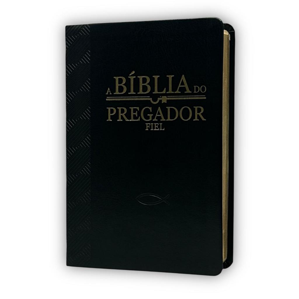 Bíblia De Estudo Do Pregador Fiel Letra Gigante E Linguagem Almeida Revista Corrigida Preta Capa Flexível Pu Masculina