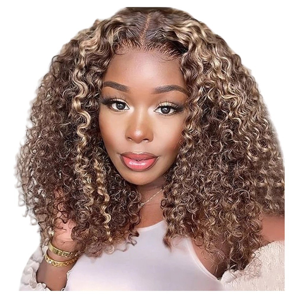 Peruca lace front Divisão fixa ao meio Cabelo Humano Brasileiro 100% Natural cacheada cachos luzes
