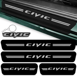 Kit Adesivo Soleira Porta Carro Compativel Civic G8 4 Peças 2007 A 201 Preto Fosco Anti Arranhões + Chaveiro
