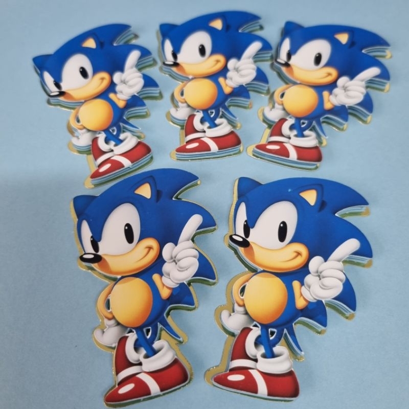 Apliques 3D Sonic para tubetes ou personalizados - Papelaria Sonic - Decoração de lembrancinhas