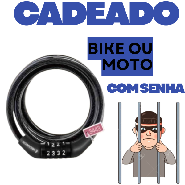 Cadeado com Senha Bicicleta 100cm  Cabo de Aço Reforçado Antifurto Portão Moto