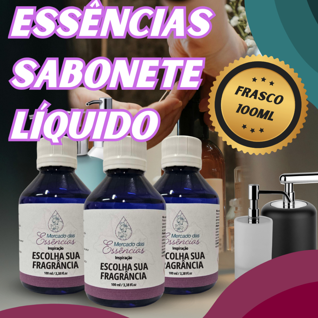 Essência para Sabonete Líquido Mãos 100ml Fragrância Suave e Perfumada, Ideal Higiene e Cosméticos