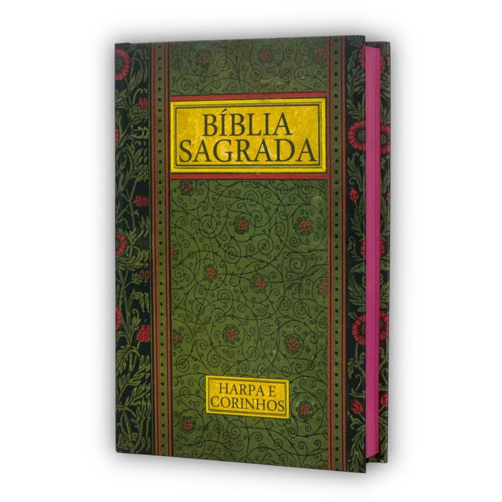 Bíblia Sagrada Letra Gigante Capa Dura Vintage Verde Linguagem Almeida Revista e Corrigida Com Harpa