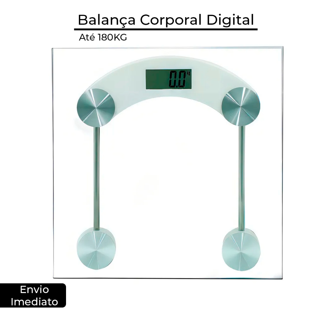 Balança Corporal Digital até 180kg com Vidro Temperado