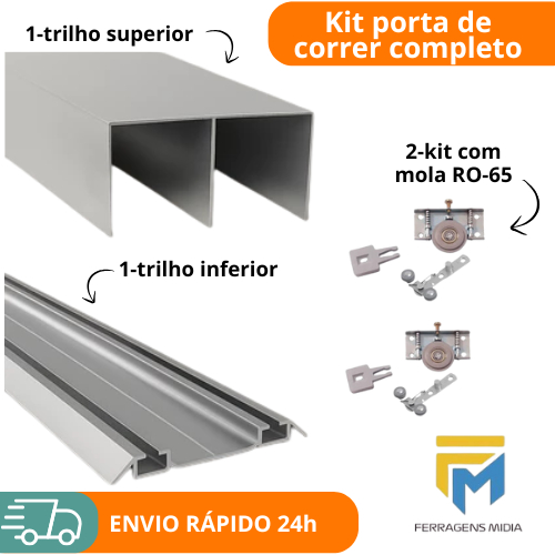 kit Porta de Correr de Guarda Roupa Pia Armário e Diversos Fechamento Ro-65 Roldana Rodízio