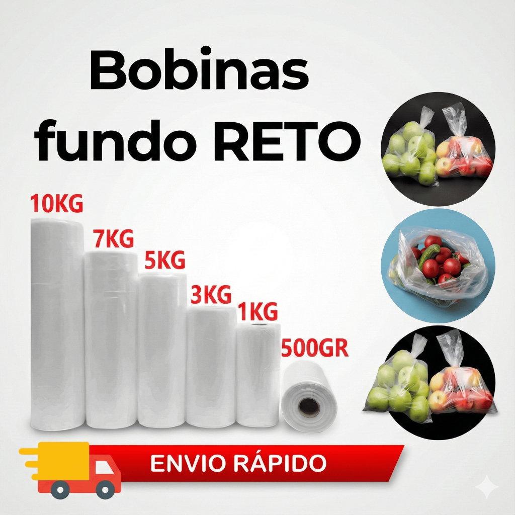 Bobina Plástica Picotada 500 Sacos Fundo Reto para Alimentos | Freezer e Micro-ondas