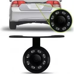 Câmera de Ré Automotiva HD 8 LEDs Visão Noturna Colorida Universal Carro - à Prova D’Água