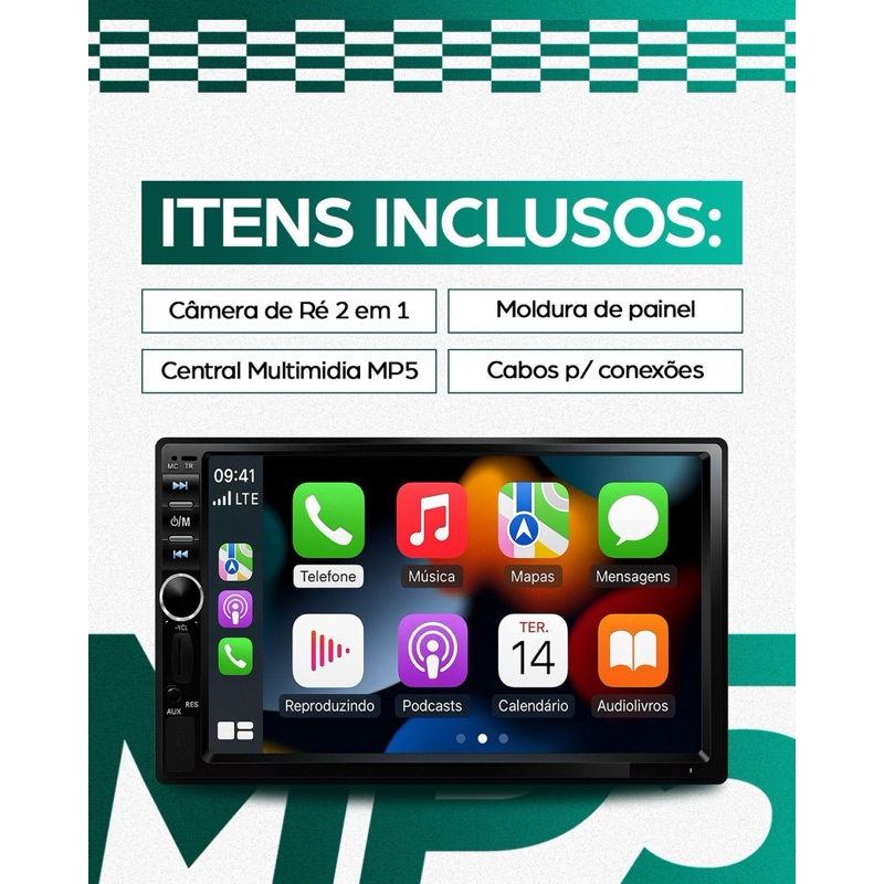 Kit central multimídia MP5 2 din espelhamento android/ios Onix/ Spin/ Cobalt / Prisma ( ATÉ 2020) — imagem 2 de 2
