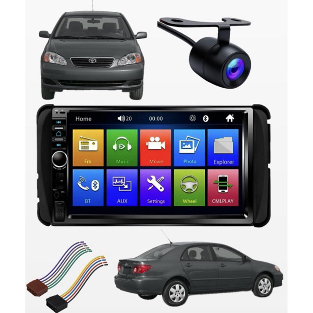 Kit Central Multimidia MP5 Corolla (2003 até 2008) Bluetooth Espelhamento Android/Ios + Moldura + Camera de re