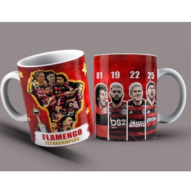 Caneca de porcelana personalizada - xícara do Flamengo campeão da libertadores 2025