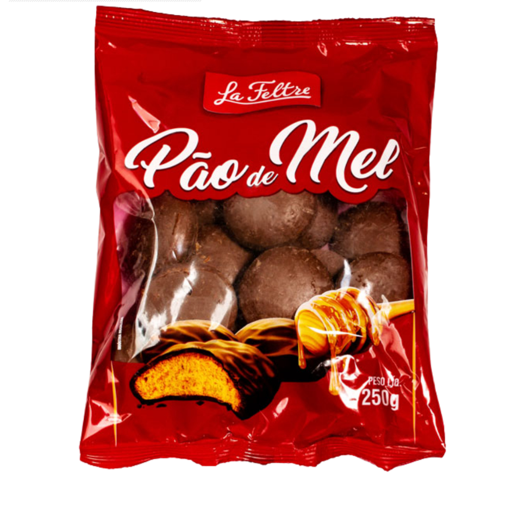 Pão de Mel Coberto com Chocolate ao Leite La Feltre Pacote com 250g Bolacha Doce