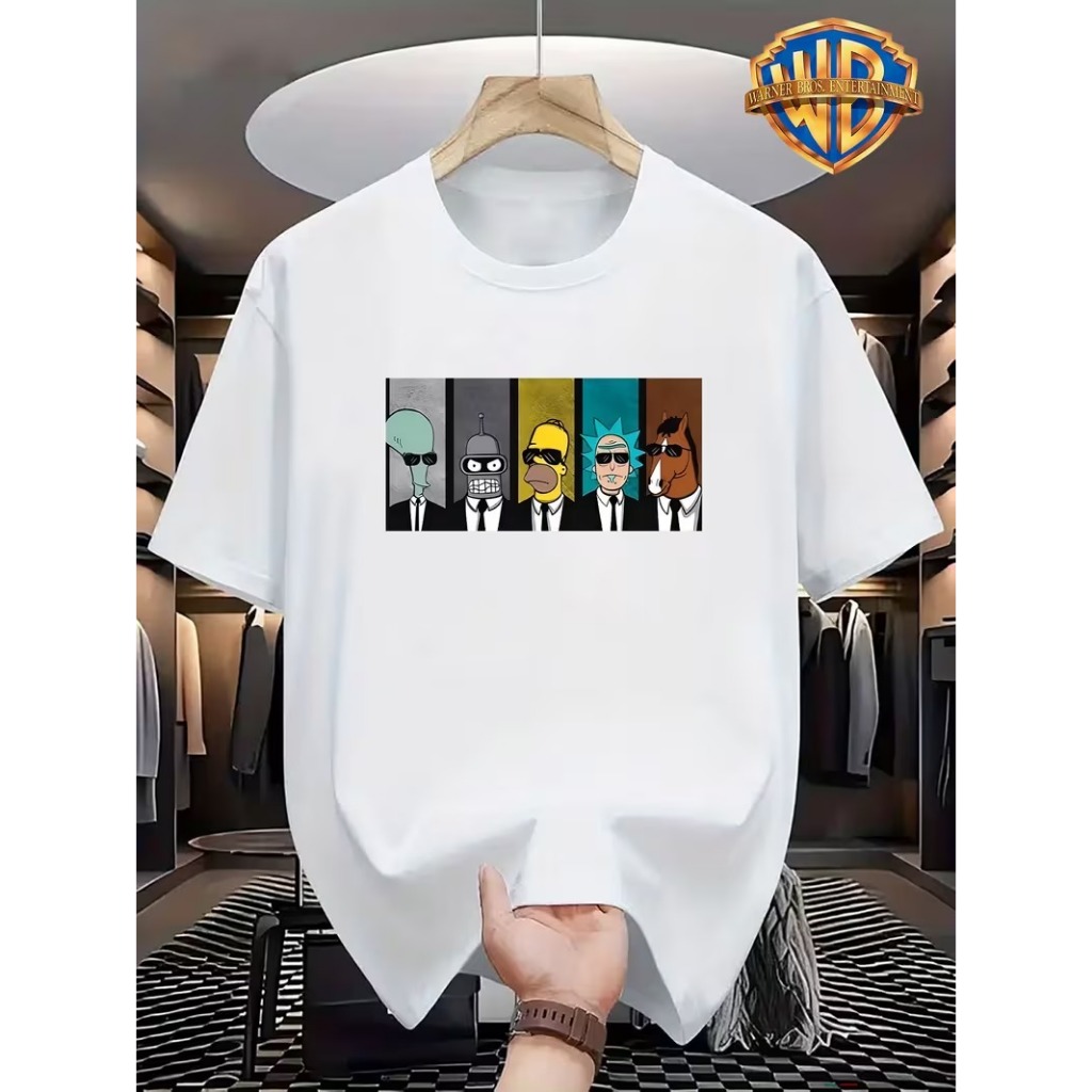 T shirt de colaboração Suit Up de Band Homer Rick e Poke Design de impressão único confortável