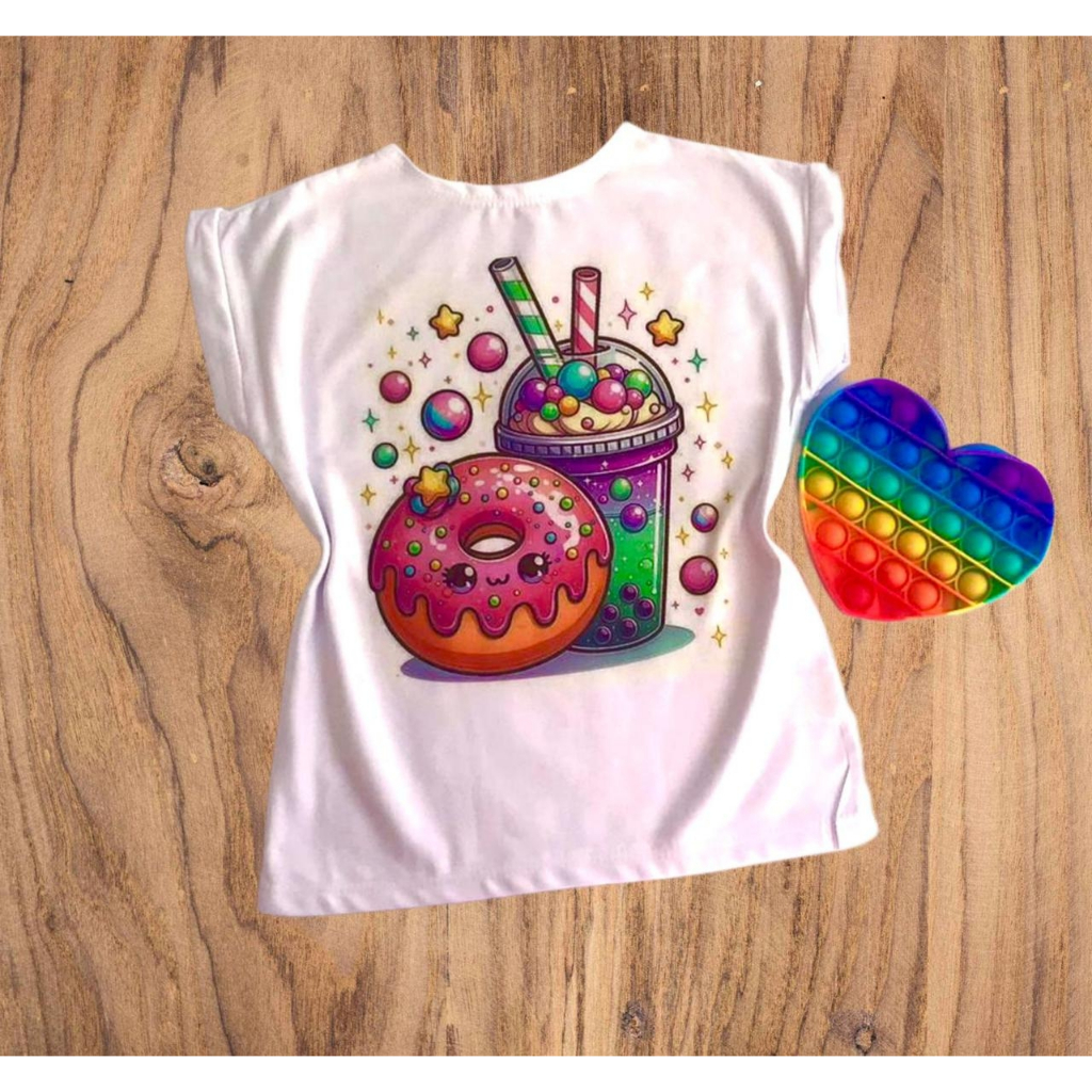 Camiseta Bata Criança Estampada Menina Infantil Delicada
