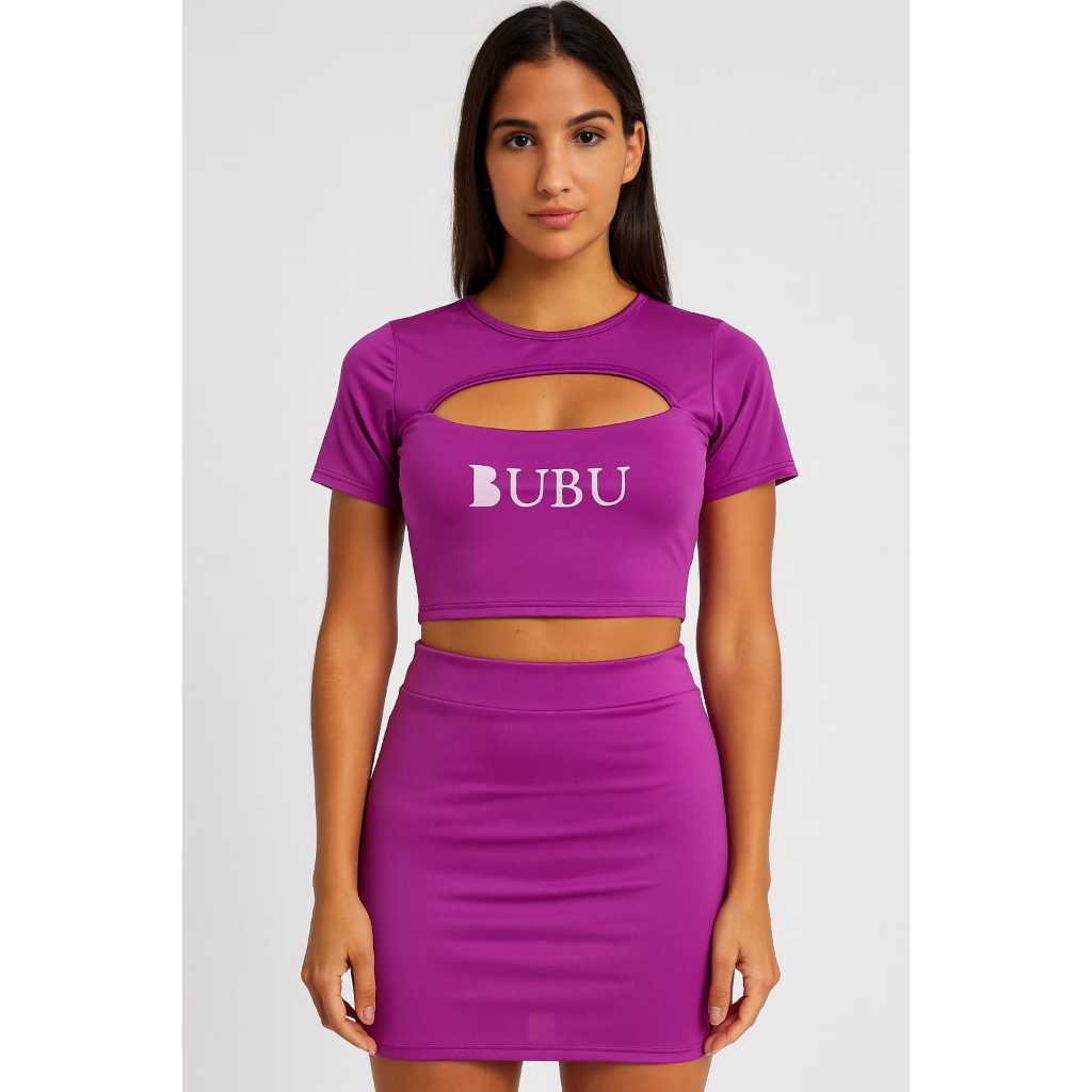Conjunto Cropped e Short Saia Bubu Roxo
