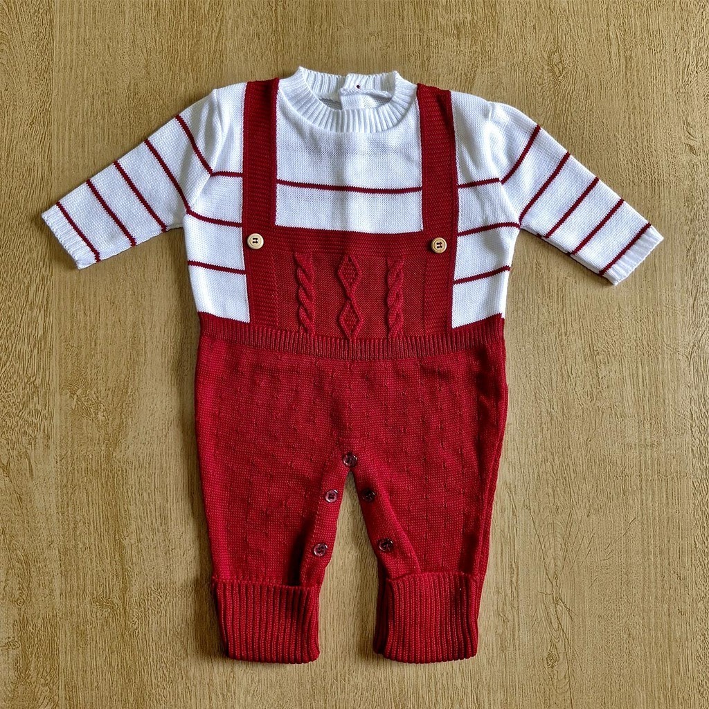 Macacão Infantil Bebê Menino Menina Listras Detalhe Tranças Botões Saída Maternidade Enxoval em Oferta na Shopee
