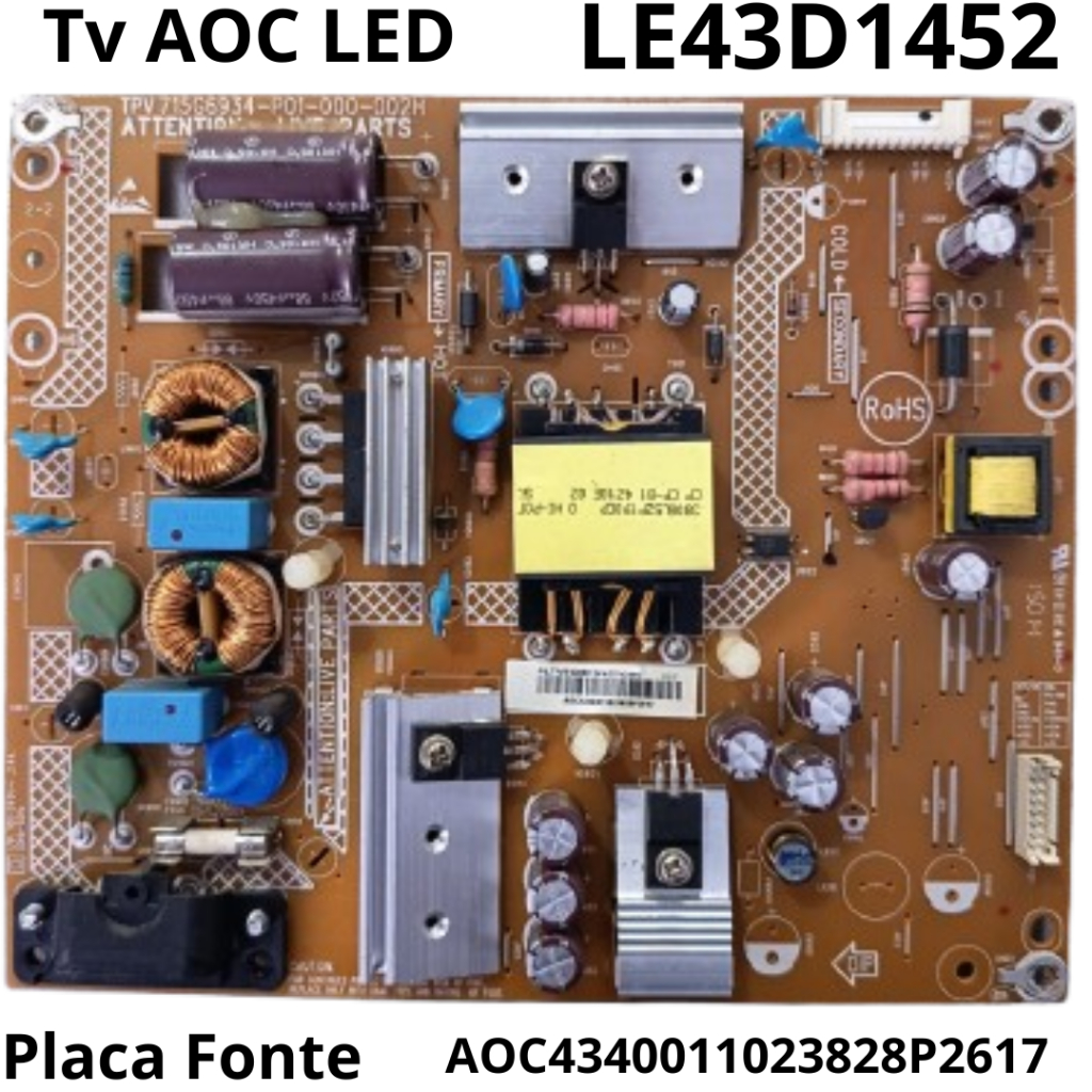 2799 Placa Fonte para tv AOC LED Mod: LE43D1452