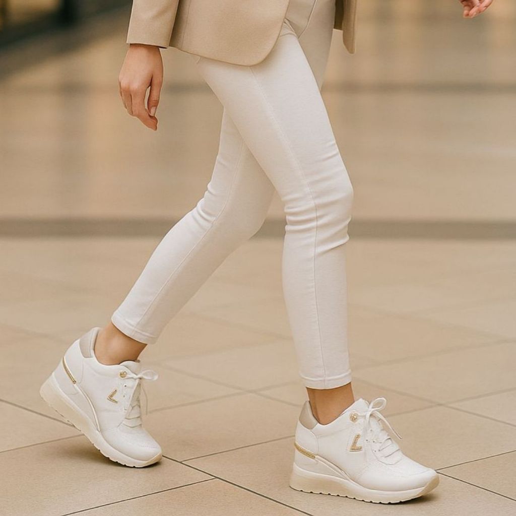 Tênis Feminino Via Marte Original Plataforma Anabela Slip On Com Cadarço Conforto e Estilo Dia a Dia