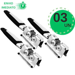 Kit 3 Amoladores Afiadores de Facas e Tesouras Aço Inox Profissional Manual Afiação Rápida Alta Durabilidade