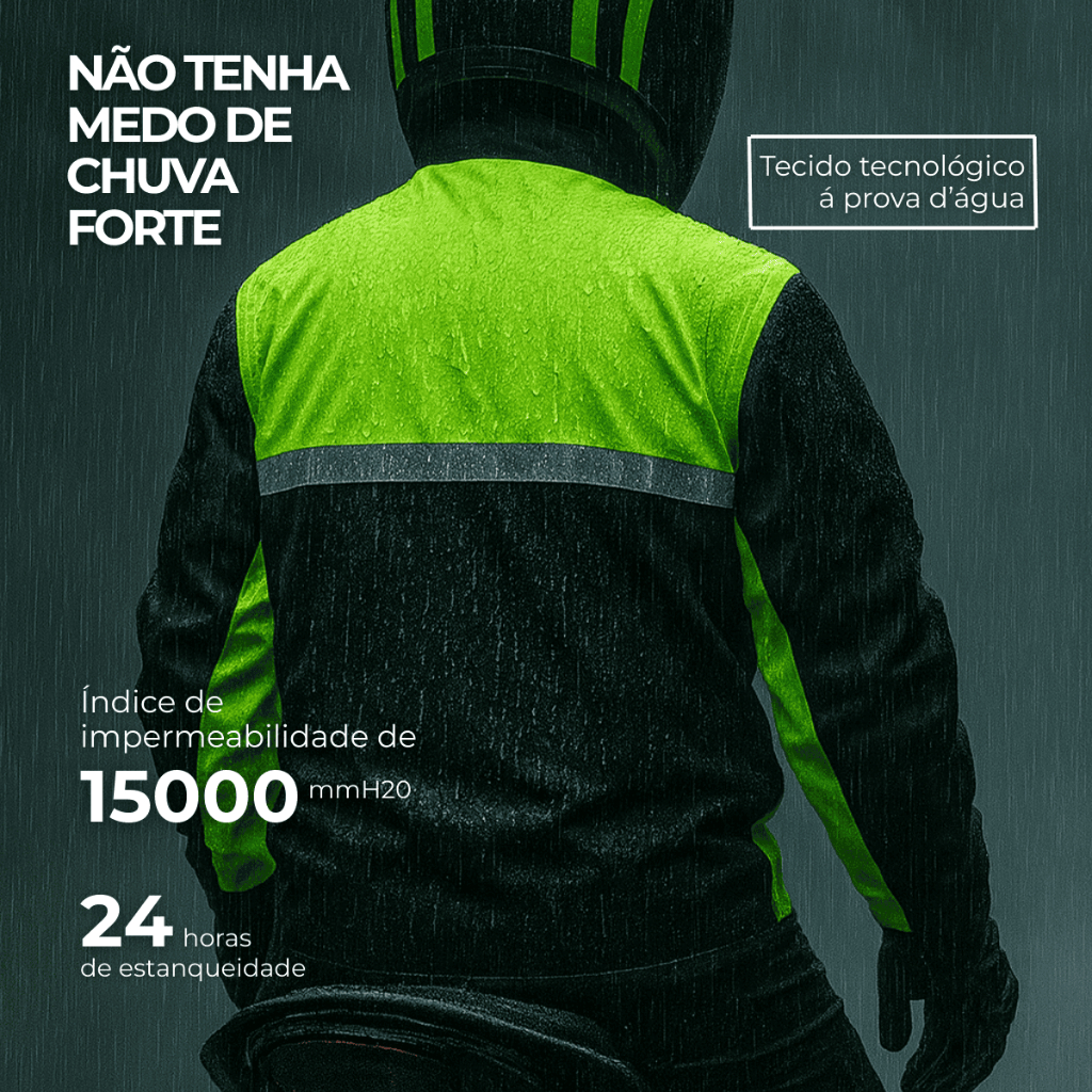 Capa de Chuva Moto Com Capuz Impermeável Motoqueiro Reforçada Para Dias Chuvosos
