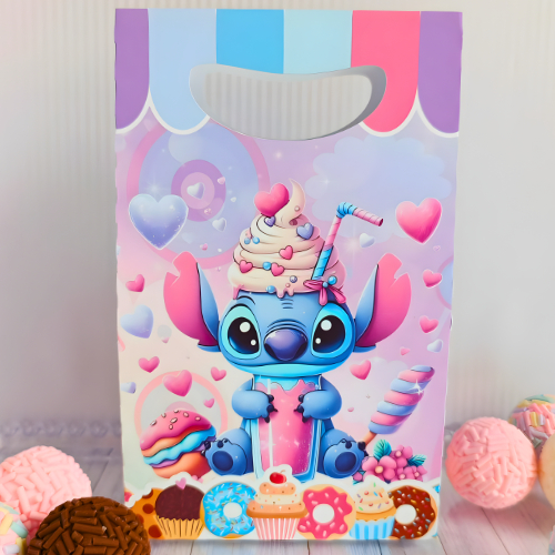 Sacolinha Surpresa Aniversário STITCH DOCE Decoração de Festa Infantil Lembrancinha Infantil PEGUE E MONTE