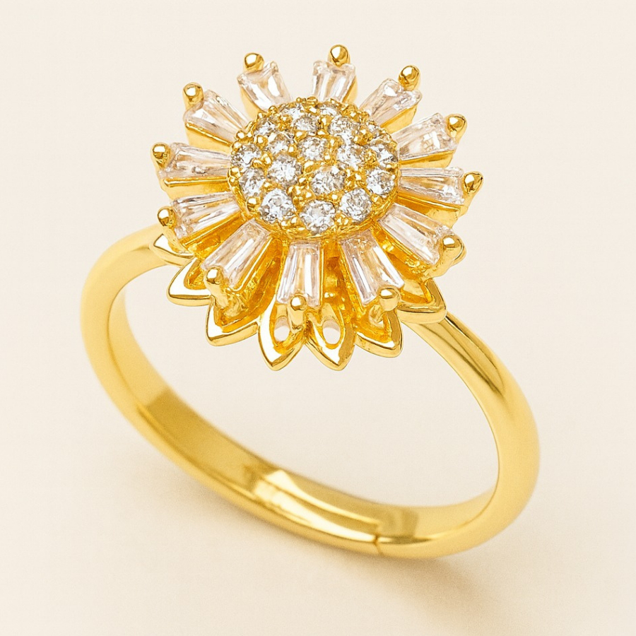 Anel Fidget Pedra Sol Giratório Ajustável Feminino Brilhoso em Oferta na Shopee