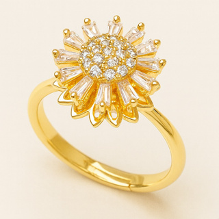 Anel Fidget Pedra Sol Giratório Ajustável Feminino Brilhoso em Oferta na Shopee