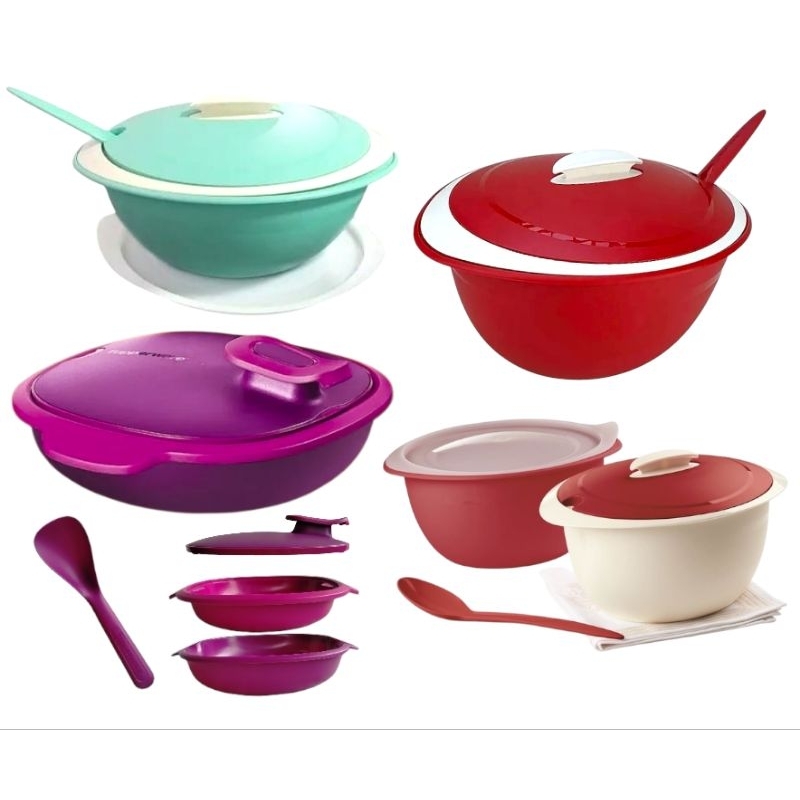 Travessa Térmica Com Colher Roxo e Rosa 1,3L / Verde 3,1L / Vermelha 4,3L Tupperware