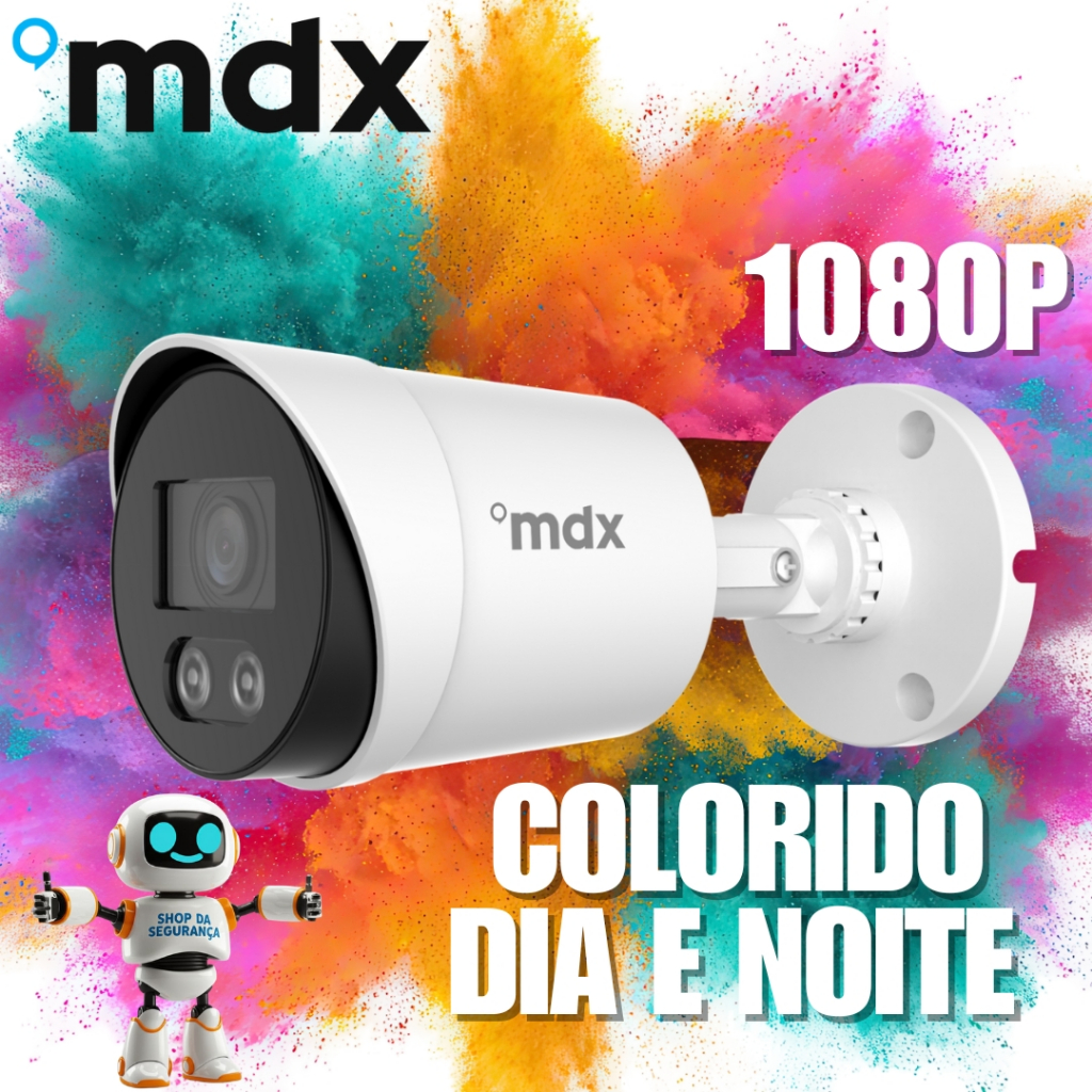 Câmera de Segurança Colorida a noite Bullet FullColor FullHD 1080P IR 20m 2,8mm MDX Compatível com Intelbras Hikvision