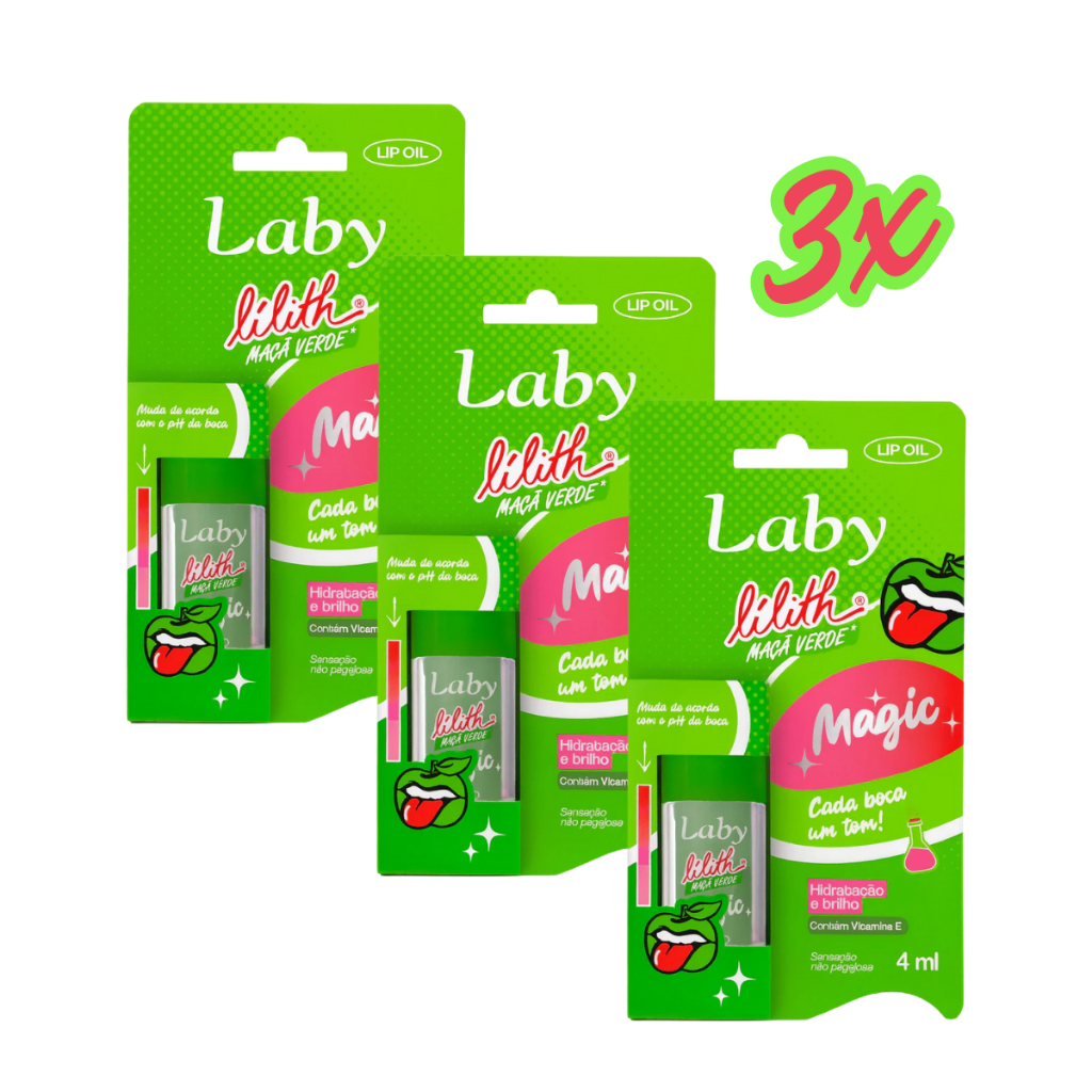 Lip Oil Magic Maçã Verde Laby Bala Lilith Laby pH 4ml - Reage com pH da Boca - ENVIO RÁPIDO 24H em Oferta na Shopee