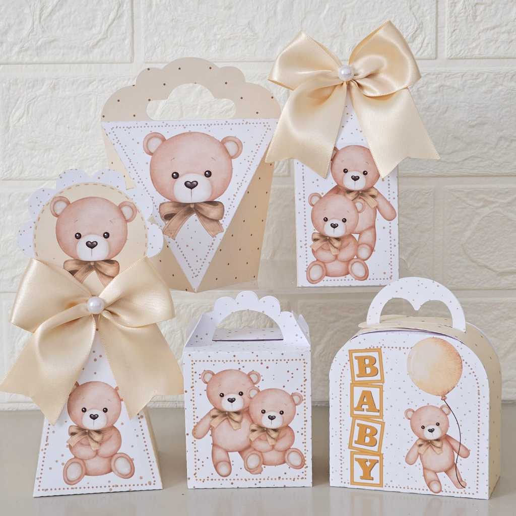 Kit Festa Chã Revelação Ursinhos Pegue e Monte Chá de bebe Caixinhas Personalizadas Decoração  Festa