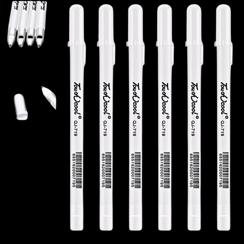 Kit 6 Caneta em gel branca 0.8mm / 0.6mm  branco detalhes De Desenho E Marcação Arte Escola touch cool em Oferta na Shopee