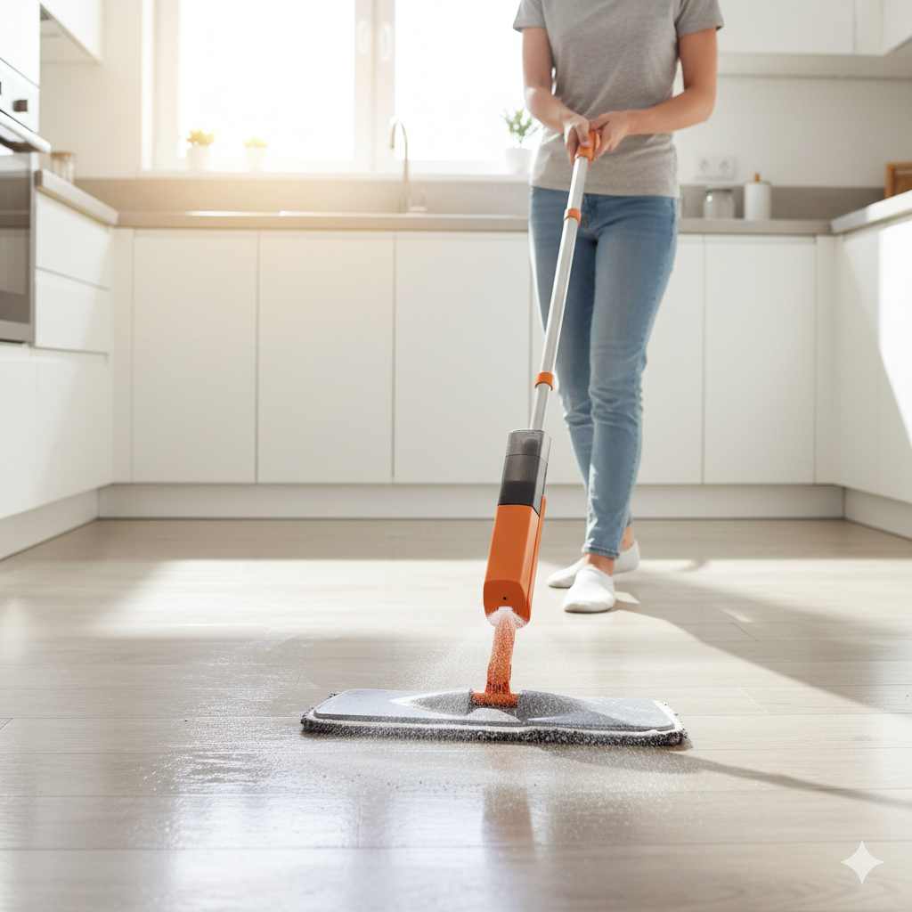 Mop Spray Fit Esfregao Para Limpeza da Casa Com Gatilho e Reservatorio Dispenser Para Agua Desinfetante